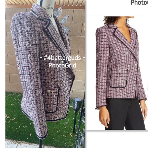 New Veronica Beard “Theron” Tweed Double Breasted Tailored Trim Jacket Size 6 - Picture 3 of 16
